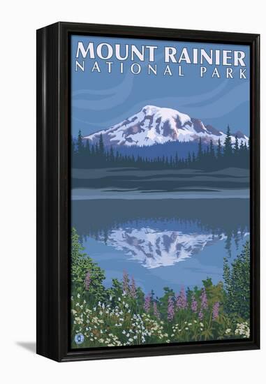 Mount Rainier, Reflection Lake-Lantern Press-Framed Stretched Canvas