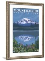 Mount Rainier, Reflection Lake-Lantern Press-Framed Art Print