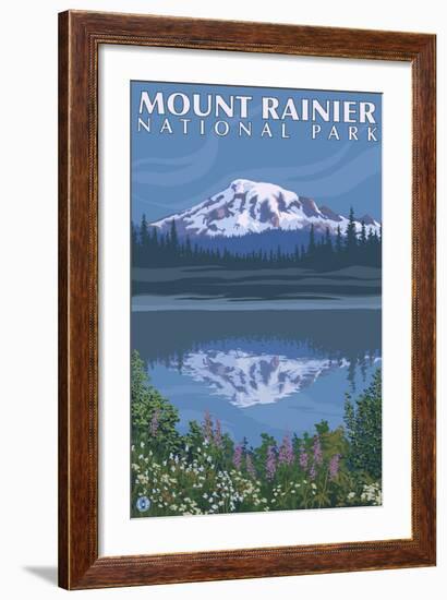 Mount Rainier, Reflection Lake-Lantern Press-Framed Art Print