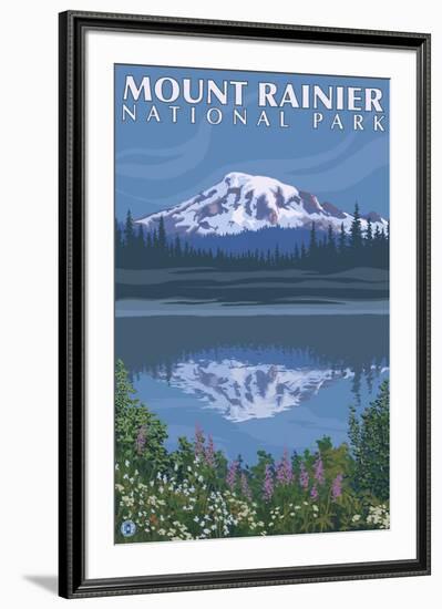 Mount Rainier, Reflection Lake-Lantern Press-Framed Art Print