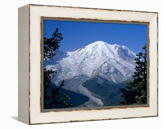 Mount Rainier, Volcanic Peak, and Emmons Glacier from Summit Icefield, Washington State, USA-Anthony Waltham-Framed Premier Image Canvas