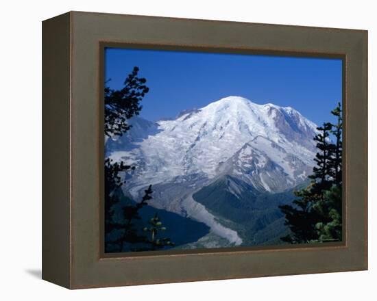 Mount Rainier, Volcanic Peak, and Emmons Glacier from Summit Icefield, Washington State, USA-Anthony Waltham-Framed Premier Image Canvas