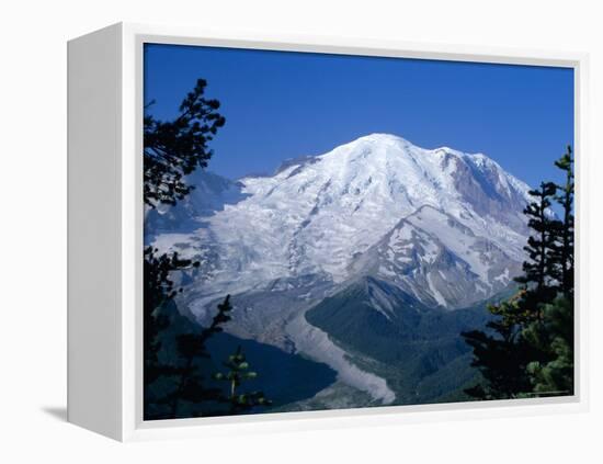 Mount Rainier, Volcanic Peak, and Emmons Glacier from Summit Icefield, Washington State, USA-Anthony Waltham-Framed Premier Image Canvas