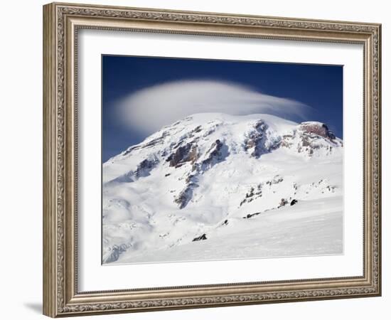 Mount Rainier with Lenticular Cloud over Summit, Mount Rainier National Park, Washington, Usa-Jamie & Judy Wild-Framed Photographic Print