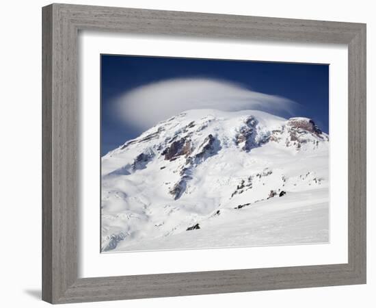 Mount Rainier with Lenticular Cloud over Summit, Mount Rainier National Park, Washington, Usa-Jamie & Judy Wild-Framed Photographic Print