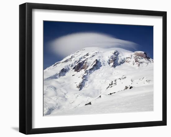 Mount Rainier with Lenticular Cloud over Summit, Mount Rainier National Park, Washington, Usa-Jamie & Judy Wild-Framed Photographic Print