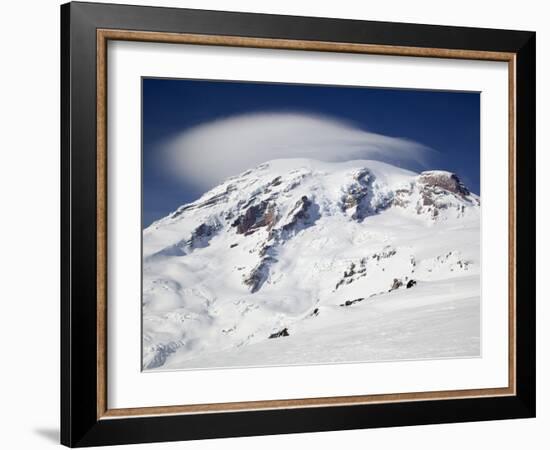 Mount Rainier with Lenticular Cloud over Summit, Mount Rainier National Park, Washington, Usa-Jamie & Judy Wild-Framed Photographic Print