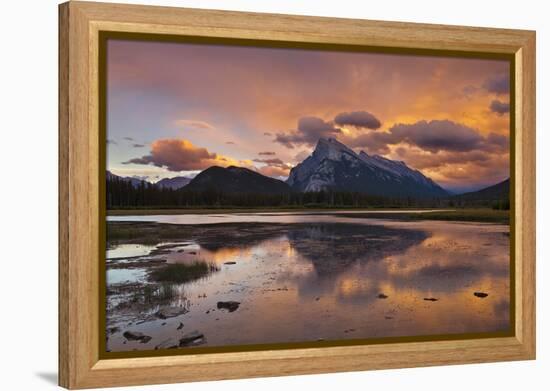 Mount Rundle Rising Above Vermillion Lakes Drive at Sunset-Neale Clark-Framed Premier Image Canvas