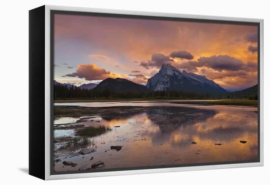 Mount Rundle Rising Above Vermillion Lakes Drive at Sunset-Neale Clark-Framed Premier Image Canvas