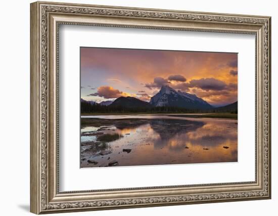 Mount Rundle Rising Above Vermillion Lakes Drive at Sunset-Neale Clark-Framed Photographic Print