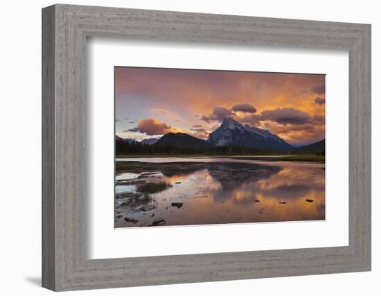 Mount Rundle Rising Above Vermillion Lakes Drive at Sunset-Neale Clark-Framed Photographic Print