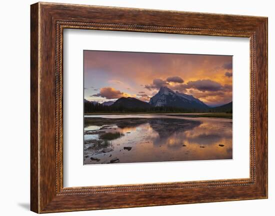 Mount Rundle Rising Above Vermillion Lakes Drive at Sunset-Neale Clark-Framed Photographic Print