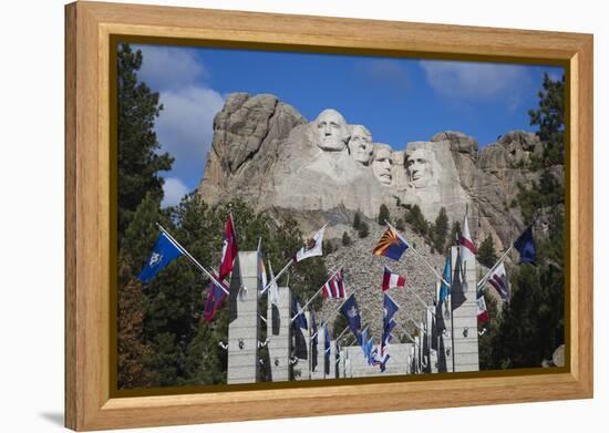 Mount Rushmore National Memorial, Avenue of Flags, South Dakota, USA-Walter Bibikow-Framed Premier Image Canvas