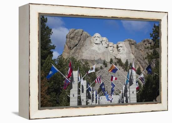 Mount Rushmore National Memorial, Avenue of Flags, South Dakota, USA-Walter Bibikow-Framed Premier Image Canvas