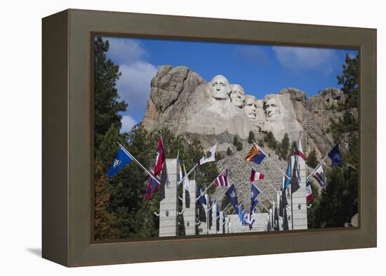 Mount Rushmore National Memorial, Avenue of Flags, South Dakota, USA-Walter Bibikow-Framed Premier Image Canvas