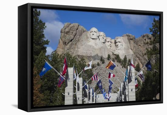 Mount Rushmore National Memorial, Avenue of Flags, South Dakota, USA-Walter Bibikow-Framed Premier Image Canvas