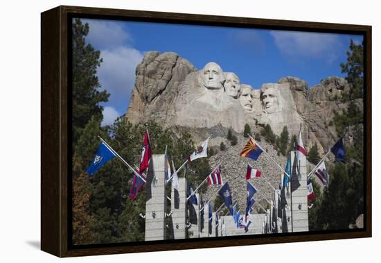 Mount Rushmore National Memorial, Avenue of Flags, South Dakota, USA-Walter Bibikow-Framed Premier Image Canvas