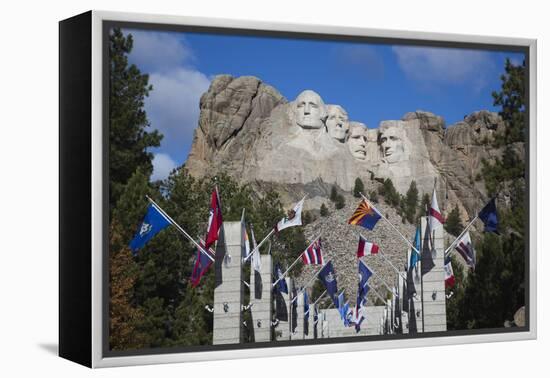 Mount Rushmore National Memorial, Avenue of Flags, South Dakota, USA-Walter Bibikow-Framed Premier Image Canvas