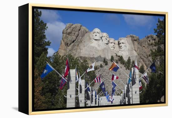 Mount Rushmore National Memorial, Avenue of Flags, South Dakota, USA-Walter Bibikow-Framed Premier Image Canvas