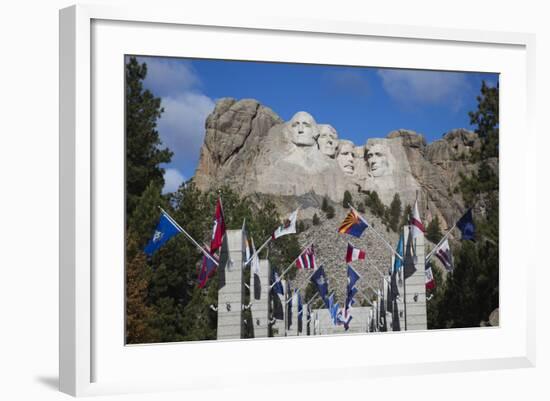 Mount Rushmore National Memorial, Avenue of Flags, South Dakota, USA-Walter Bibikow-Framed Photographic Print