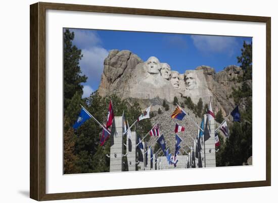 Mount Rushmore National Memorial, Avenue of Flags, South Dakota, USA-Walter Bibikow-Framed Photographic Print