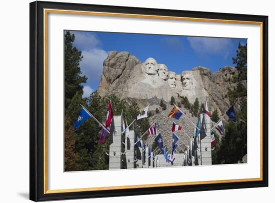 Mount Rushmore National Memorial, Avenue of Flags, South Dakota, USA-Walter Bibikow-Framed Photographic Print