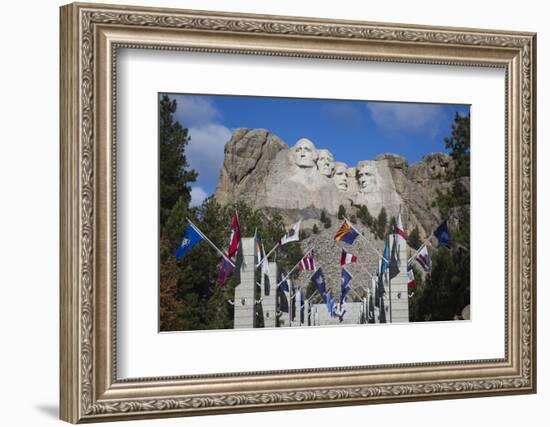 Mount Rushmore National Memorial, Avenue of Flags, South Dakota, USA-Walter Bibikow-Framed Photographic Print