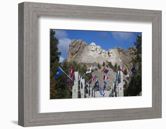 Mount Rushmore National Memorial, Avenue of Flags, South Dakota, USA-Walter Bibikow-Framed Photographic Print