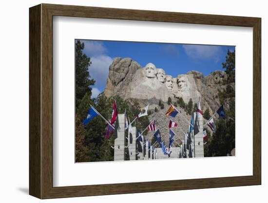 Mount Rushmore National Memorial, Avenue of Flags, South Dakota, USA-Walter Bibikow-Framed Photographic Print