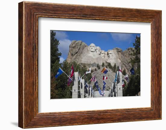 Mount Rushmore National Memorial, Avenue of Flags, South Dakota, USA-Walter Bibikow-Framed Photographic Print