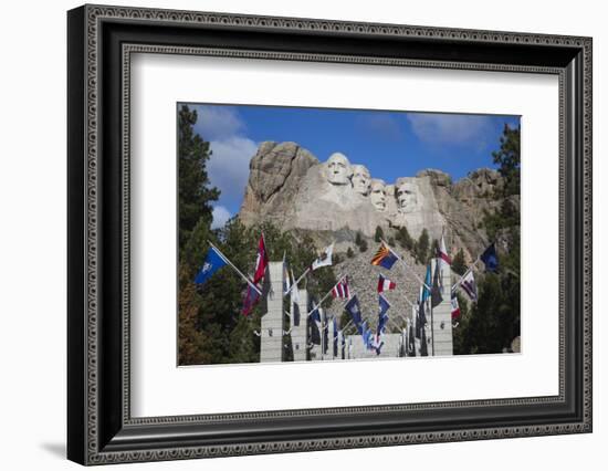 Mount Rushmore National Memorial, Avenue of Flags, South Dakota, USA-Walter Bibikow-Framed Photographic Print