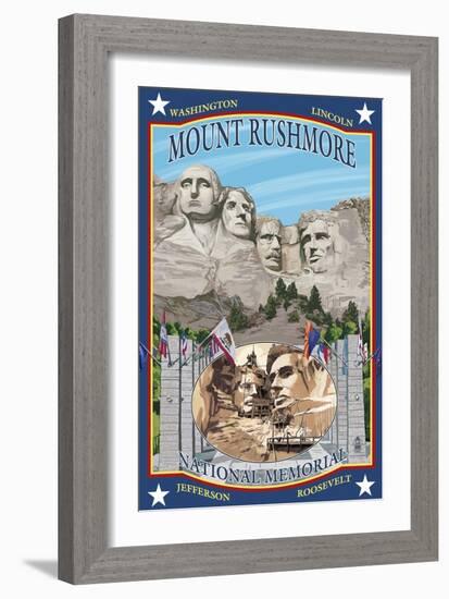 Mount Rushmore National Memorial, SD-Lantern Press-Framed Art Print