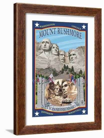 Mount Rushmore National Memorial, SD-Lantern Press-Framed Art Print