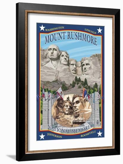 Mount Rushmore National Memorial, SD-Lantern Press-Framed Art Print