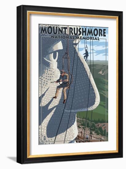 Mount Rushmore National Memorial, South Dakota - Carvers View-Lantern Press-Framed Art Print