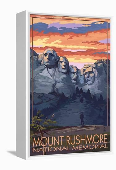 Mount Rushmore National Memorial, South Dakota - Sunset View-Lantern Press-Framed Stretched Canvas