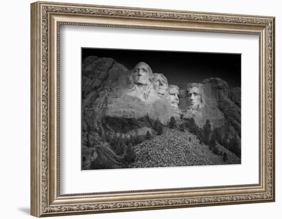 Mount Rushmore South Dakota Dawn BW-Steve Gadomski-Framed Photographic Print