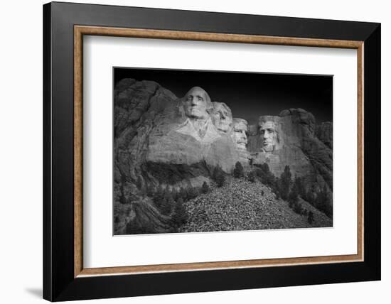 Mount Rushmore South Dakota Dawn BW-Steve Gadomski-Framed Photographic Print