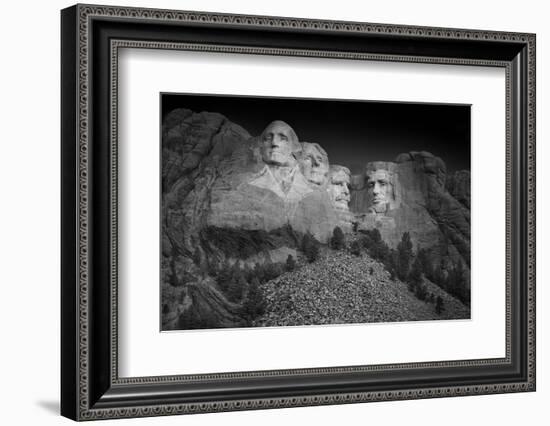 Mount Rushmore South Dakota Dawn BW-Steve Gadomski-Framed Photographic Print