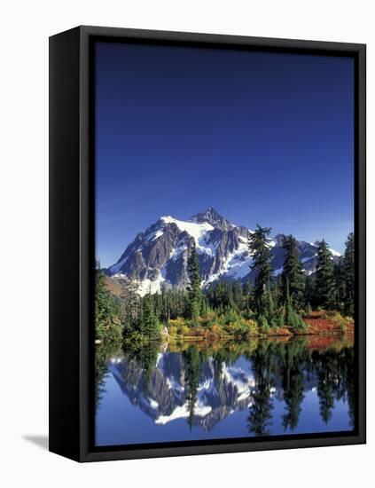 Mount Shuksan at Picture Lake, Heather Meadows, Washington, USA-Jamie & Judy Wild-Framed Premier Image Canvas