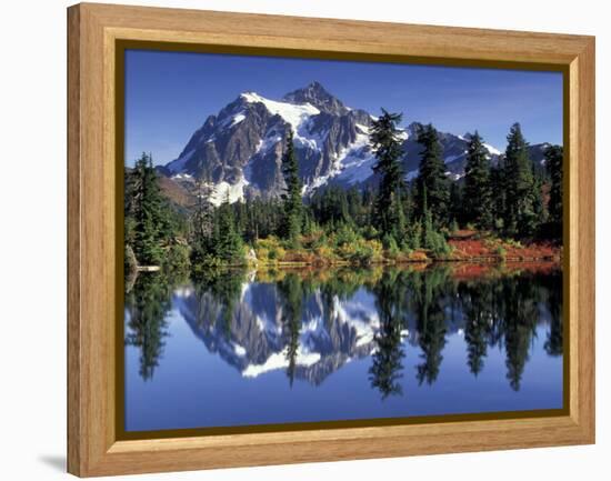 Mount Shuksan at Picture Lake, Heather Meadows, Washington, USA-Jamie & Judy Wild-Framed Premier Image Canvas