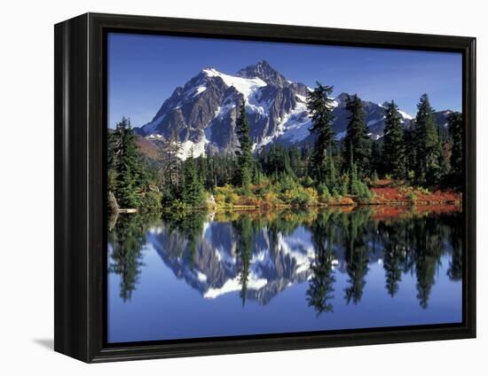 Mount Shuksan at Picture Lake, Heather Meadows, Washington, USA-Jamie & Judy Wild-Framed Premier Image Canvas