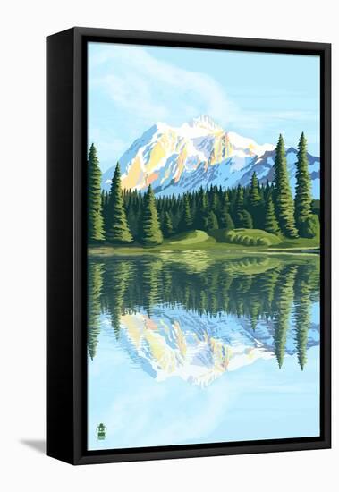 Mount Shuksan (Image Only)-Lantern Press-Framed Stretched Canvas