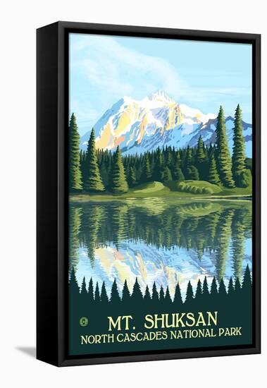 Mount Shuksan - North Cascades National Park, WA-Lantern Press-Framed Stretched Canvas