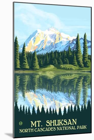 Mount Shuksan - North Cascades National Park, WA-Lantern Press-Mounted Art Print