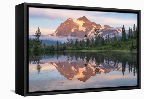 Mount Shuksan reflected in Picture Lake. North Cascades, Washington State-Alan Majchrowicz-Framed Premier Image Canvas