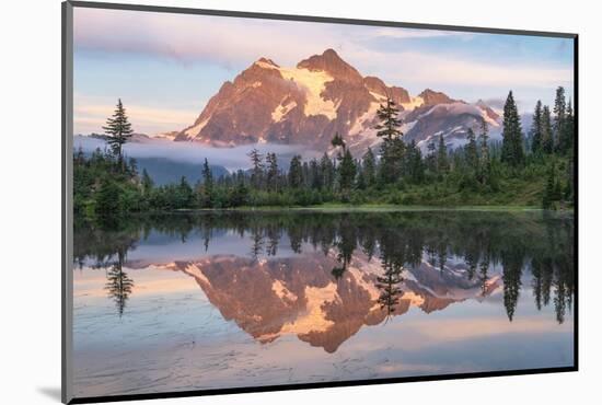 Mount Shuksan reflected in Picture Lake. North Cascades, Washington State-Alan Majchrowicz-Mounted Photographic Print