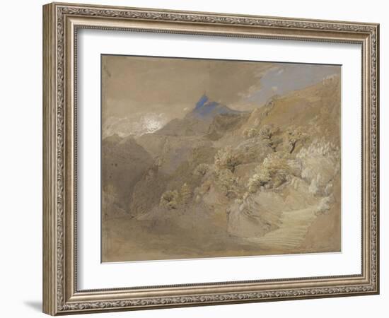 Mount Siabod from Tyn-Y-Coed Near Capel Curig (Pen and Ink, Bodycolour and W/C on Paper)-Samuel Palmer-Framed Giclee Print