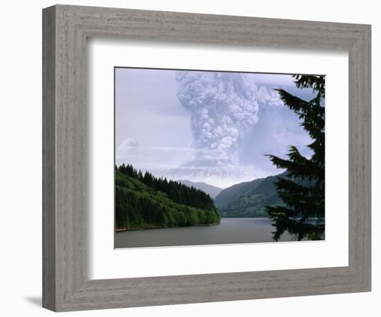 Mount St. Helens Erupting-Steve Terrill-Framed Photographic Print