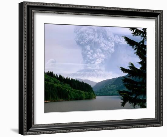 Mount St. Helens Erupting-Steve Terrill-Framed Photographic Print